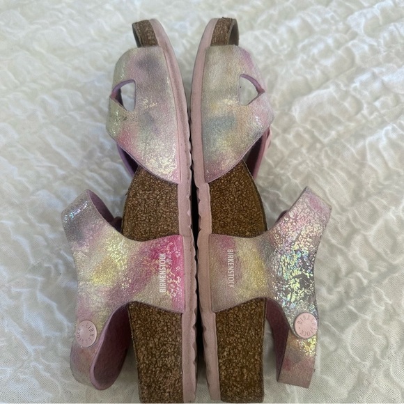Birkenstock Rio Sandals Pink Watercolor Shimmer Kids EU 34 Girls 3 3.5 - Picture 4 of 6